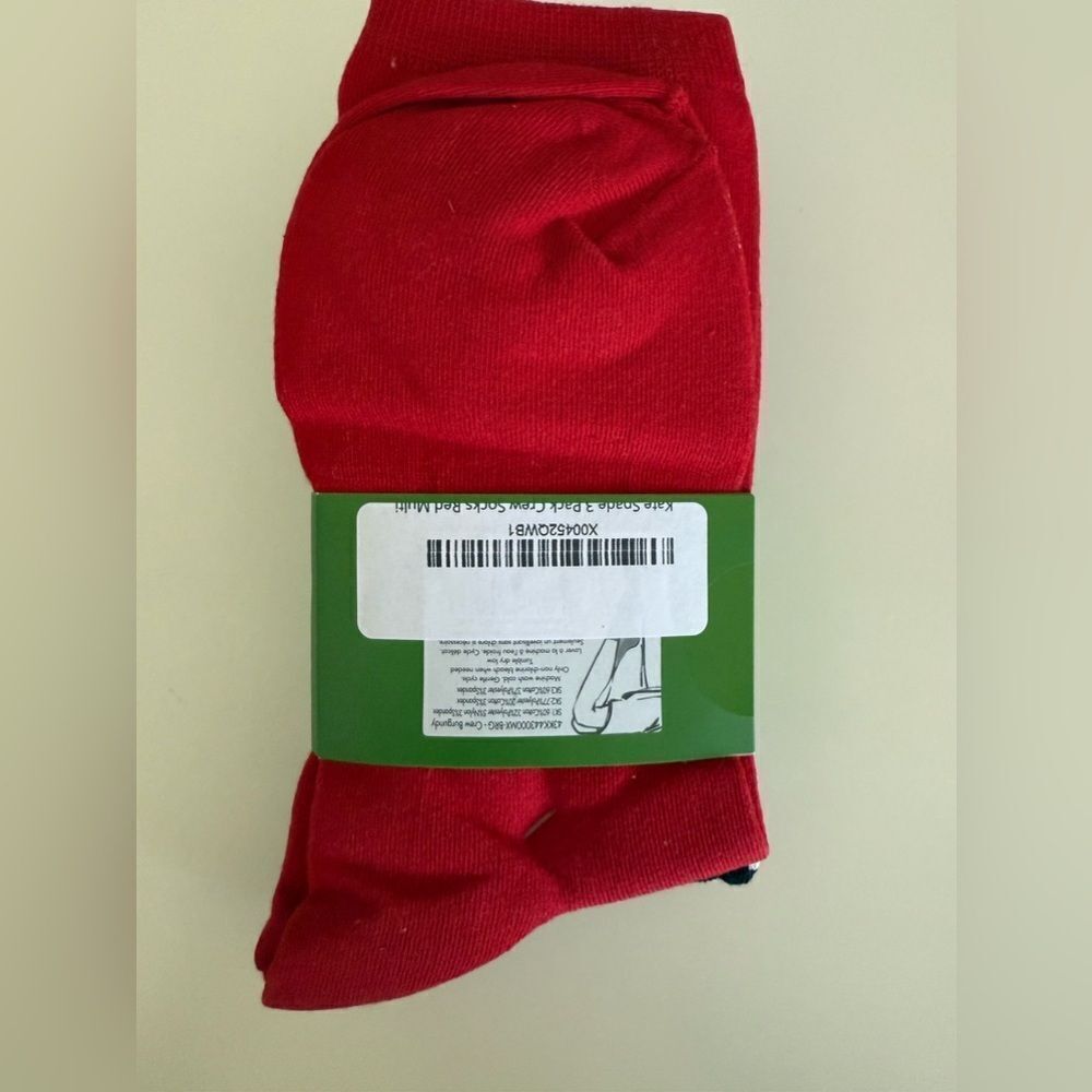 Kate Spade 3 Pack Crew Socks, High Heel Print, Black Polka Dot & Red NWT - Picture 5 of 5